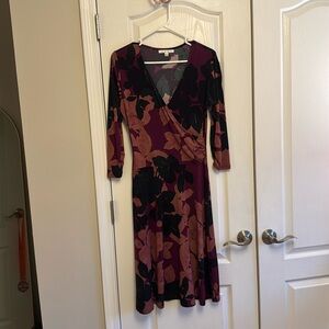 CAbi Floral Long-Sleeve Wrap Dress - size M